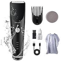 DAILYLIFE Body Trimmer for Men, All-in-one Hair Clippers with Adjustable Guide Comb Ceramic Blade Heads, Male Hygiene Waterproof Groin Hair Trimmer, Rechargeable Electric Razor Black