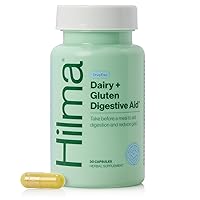 Hilma Digestive Enzymes for Digestion - Natural Gluten & Dairy Relief Pills - Relief from Bloating for Women & Men w/Turmeric, Dandelion Root, & Gluten Digestive Enzymes - 30 Vegan Capsules