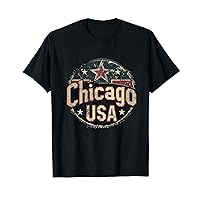 Chicago - USA Fourth 4th of July Retro American Flag Vintage T-Shirt