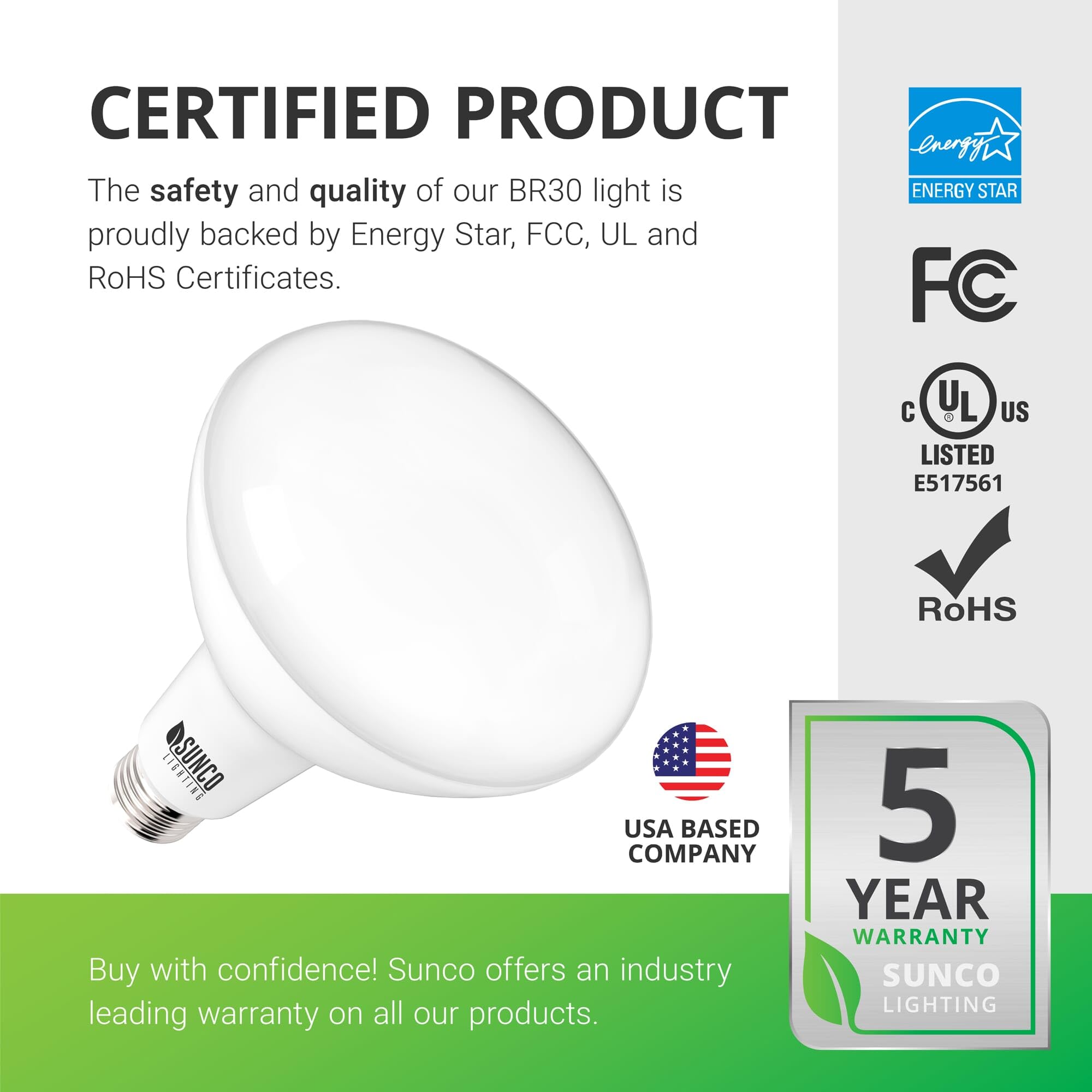 Sunco 6 Pack BR30 Light Bulb LED Indoor Flood Lights 3000K Warm White 850 LM, E26 Base, 25,000 Lifetime Hours, Interior Dimmable Recessed Can Light, 11W Equivalent 90W