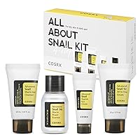 COSRX All About Snail Korean Skincare | TSA Approved Travel Size, Gift Set with Face Gel Cleanser, Essence, Cream & Eye-cream, Repairing, Recovering, Rejuvenating Kit with Snail Mucin, Korean Skincare