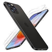 Dataroad for iPhone 15 Pro Max Slim Case[Paper-Thin]0.2mm 6.7 Inch,with 2 Screen Protector Tempered Glass,Translucent Skin Fit Back[Non Yellowing]Ultra Full Protective Cover[Anti-Fingerprints],Black