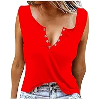 Women Summer Tank Tops Sexy V Neck Sleeveless Casual Solid Shirts with Ring Hole 2024 Country Music Style T-Shirts