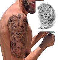 Pencil Sketch Lion Temporary Tattoos For Men Adult Cover Up Arm Tatoos Decal Realistic Black 3D Body Art Tattoos