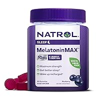 MelatoninMax Sleep Aid Gummy, 10mg per Gummy, Maximum Strength for Better Sleep, 10mg, 80 Blueberry Flavored Gummies