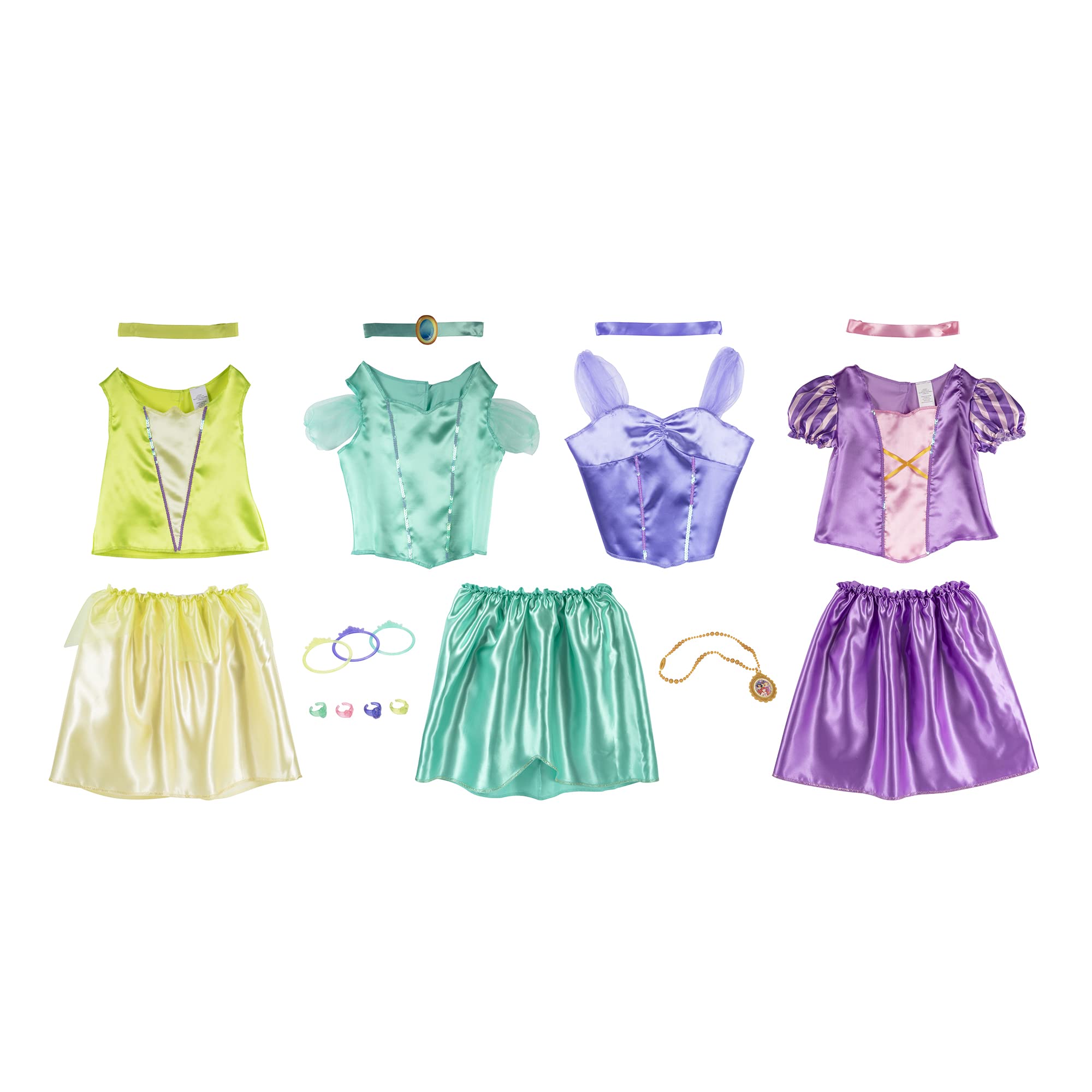 Disney Princess Girls Dress Up Trunk - Rapunzel, Ariel, Tiana & Jasmine - 21 Pieces [Amazon Exclusive]