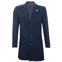 Tru Clothing Mens 3/4 Long Wool Crombie Overcoat Jacket Peaky Blinders Slim Fit Coat