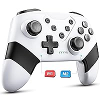 Switch Controller, Wireless Switch Controller for Switch/Switch Lite/Switch OLED, Extra Switch Controller with Paddles, Programmable Switch Remote Control with Back Buttons,Wake-up,Turbo-White