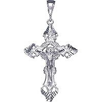 Large Sterling Silver Crucifix Cross with Jesus Pendant Necklace 2.6 Inch 6 Gram