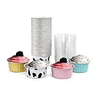 Aluminum Foil Mini Cake Pans with Lids - 100pk 4 Color Disposable Ramekins 5oz Muffin Tins Cupcake Liners