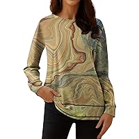Women's Night Out Tops Fashion Casual Long Sleeve Print Round Neck Pullover Top Blouse Y2K, S-3XL