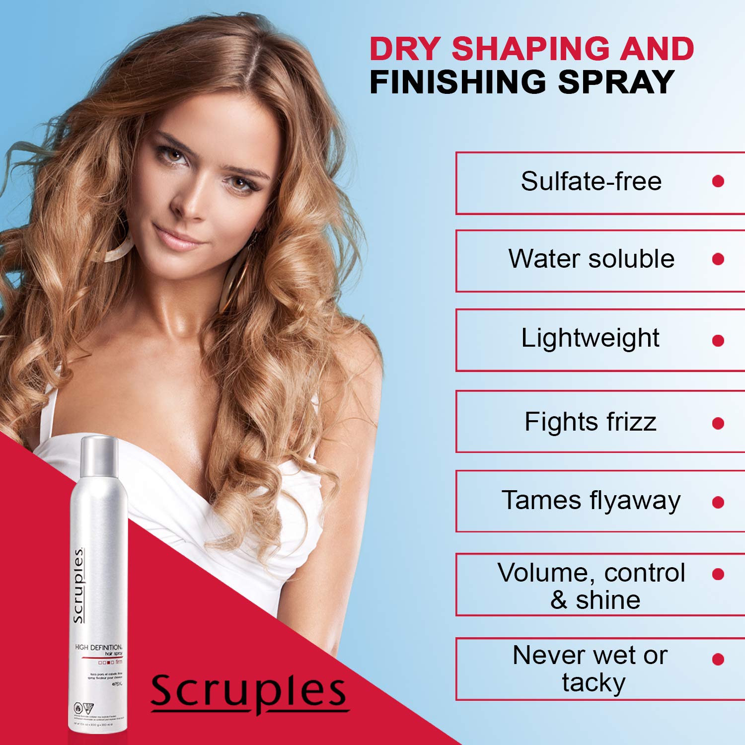 Scruples High Definition Hair Spray for Men & Women (10.6 Oz) - Shaping, Volumizing, Texturizing Setting Spray for Shine and Frizz Control – Suitable For All Hair Types – Sulfate-Free & Fade Resistant