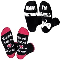 Do Not Disturb I'm Gaming Socks and Unisex Novelty Socks Best Mom Ever Socks for Teen Women
