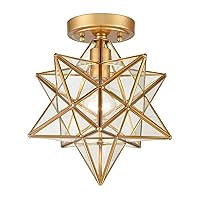 DANSEER Brass Moravian Star Light Flush Mount Ceiling Light with Clear Glass