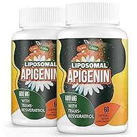 Liposomal Apigenin Supplements - Apigenin 550mg and Trans-Resveratrol 50mg, High Bioavailability Apigenin Capsules, Apigenina - Flavonoid Antioxidants, 120 Softgels (Pack of 2)