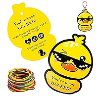 50 Rubber Duck Tags You've Been Ducked Cards with 50 Different Colored Rubber Bands,Cruise Duck Tags Measures 2.8 x 2inch