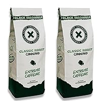 Black Insomnia Ground Coffee - The Strongest Coffee in the World - 1lb (Classic Roast, 2 Pounds)