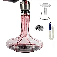 G Francis Wine Decanter Set 1.5L with Aerorator, Drying Stand, Cleaning Beads, and Brush - Hand Blown Crystal Glass Wine Carafe for Red and White Wine