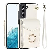 Compatible with Samsung Galaxy S21 FE Wallet Case with Card Slots, PU Leather Case with 360°Rotation Ring Stand,Compatible with Women RFID Blocking Protective Case Compatible with Samsung Galaxy S21 F