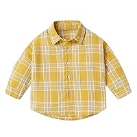 2 Kids Children Toddler Infant Baby Boys Girls Long Sleeve Cotton Plaid Shirt Blouse Tops Outfits Clothes Wide