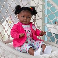 Dark Brown Skin Reborn Baby Dolls Black Girl Biracial African American Toddler Baby Doll 24 inch Realistic Weighted Body Soft Silicone Baby Doll Newborn Bebes Doll Reborn Toy
