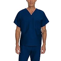Essentials Unisex Relaxed Fit 1-Pocket V-Neck Scrub Top 7502 Navy