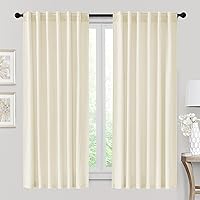 RYB HOME Heavy Duty Velvet Curtains & Drapes, Room Darkening Noise Reducing Window Treatment for Living Room Bedroom Privacy Draft Block Shades for Stuido, Cream White, W52 x L72 inch, 2 Panels