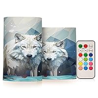 Wolf (40) Flickering Flameless Candles Battery Operated with Remote Timer,Tea Light Candles LED Pillar Votive Candles set of 2 for Outdoor Indoor Decorations