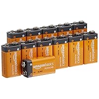 Amazon Basics 12-Pack 9 Volt Alkaline Performance All-Purpose Batteries, 5-Year Shelf Life, Packaging May Vary