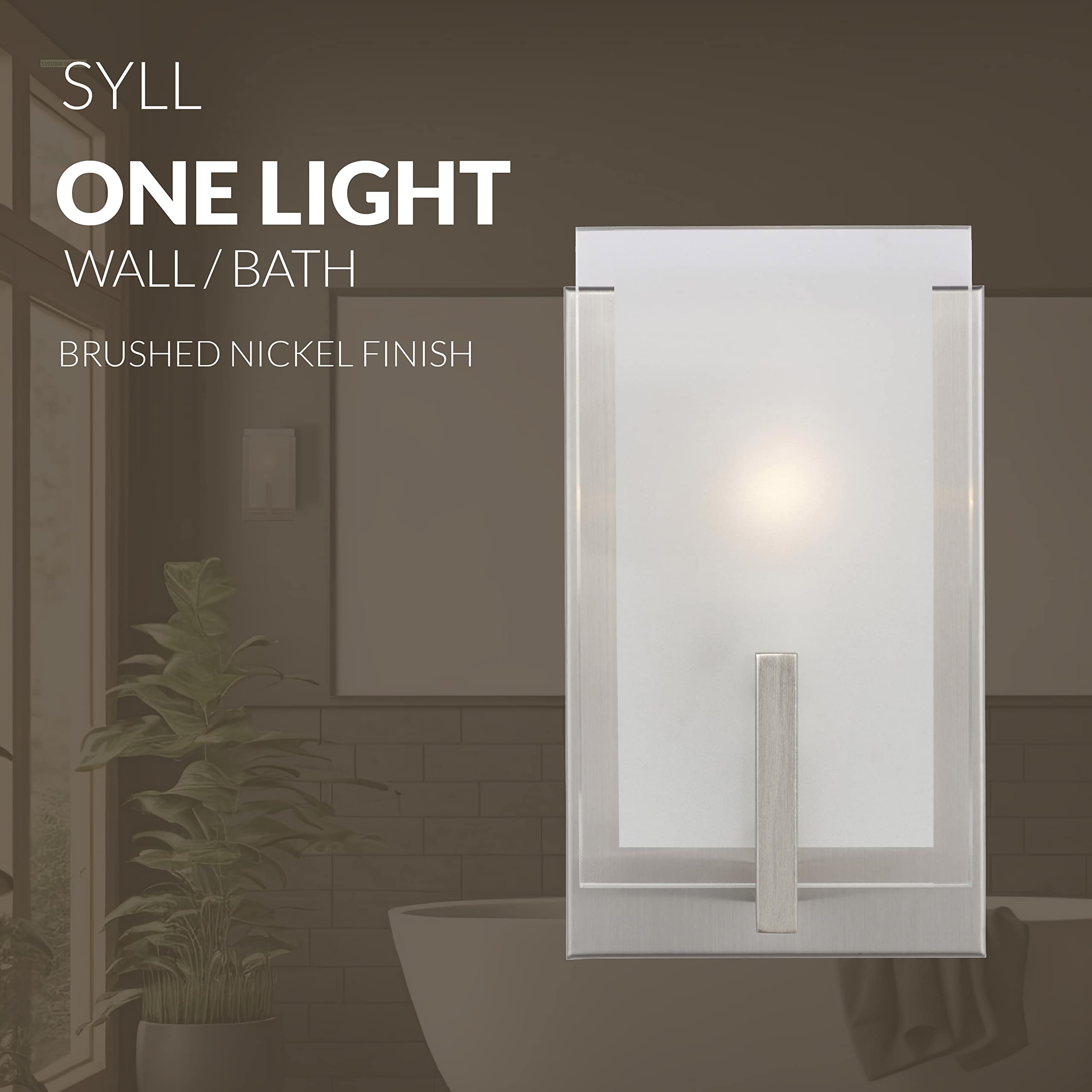 Generation Lighting 1-Light Syll Bath Fixture Wall Lamp (Brushed Nickel) 4130801-962 | Bathroom Light Fixture for Home Decor | Vanity Light Fixture Uses Candelabra E12 Standard or LED Light Bulbs