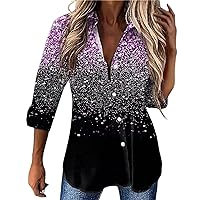 Women's Deep V Neck T Shirts Dots Graphic Half Sleeve Tops Lightweight Fashion Trendy Clothes Blouse
