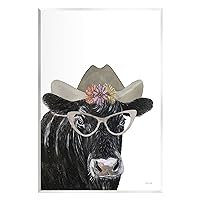 Stupell Industries Black Cow in Floral Hat Wall Plaque Art by Cindy Jacobs