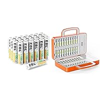 EBL 40 Slots Battery Charger with AAA Rechargeable Batteries 1100mAh 28 Counts
