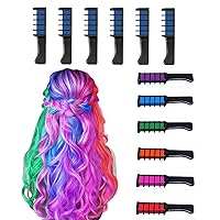MSDADA Bundle,6 Color Hair Chalk Comb & 6 Pcs Fluorescent Blue Hair Chalk for Girls Kids,New Hair Chalk Comb Temporary Washable Hair Color Dye for Kids Girls Gifts Toys for Christmas Birthday