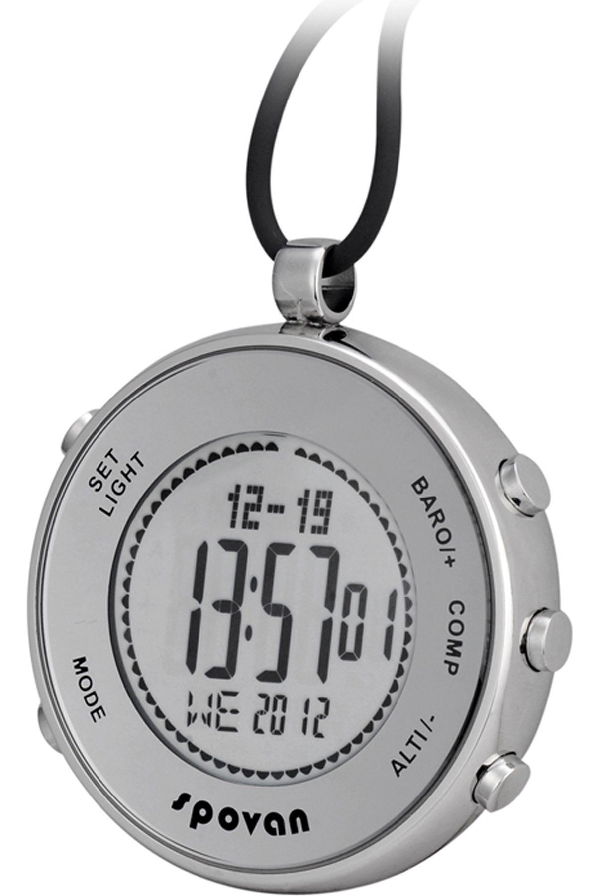 Pocket Clip Watches Silver Digital Sports Hiking Altimeter Barometer Compass