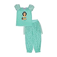 Disney Girls' Descendants | Encanto | Frozen | Princess | Little Mermaid | Lilo & Stitch | Raya 2-Piece Loose-Fit Pajamas Set
