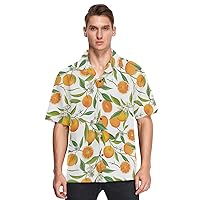 ALAZA Mens Orange Fruits Flowers Quick Dry Hawaiian Shirt