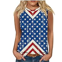 American Flag Tank Tops Women 4th of July Patriotic Vest Top Stars Stripes Sleeveless Shirt Summer Crewneck Tanks