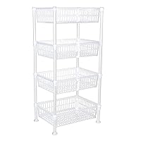 Kitchen Details 4 Tier Slim Basket Shelf Rack | Storage & Organizer | Kitchen | Bathroom | Laundry Room | Office | Good for Food and Kitchen Supplies | White