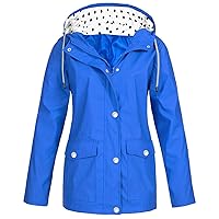 Women's Raincoats With Hood Lightweight Outdoor Waterproof Windbreaker Solid Trench Coat Jacket Plus Size, S-5XL
