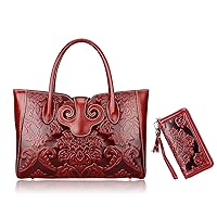 PIJUSHI Floral Handbags For Women Designer Handbag Top Handle Shoulder Bags For Ladies Bundle with Leather Wallets For Women Floral Wristlet Wallet Card Holder Purse