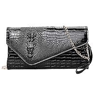 Oversize Crocodile Clutch with Strap Wristlet Handbag Crossbody Bag for Women