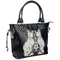 Banned Alternative Esoteric Cat Bag Frauen Handtasche schwarz/weiß