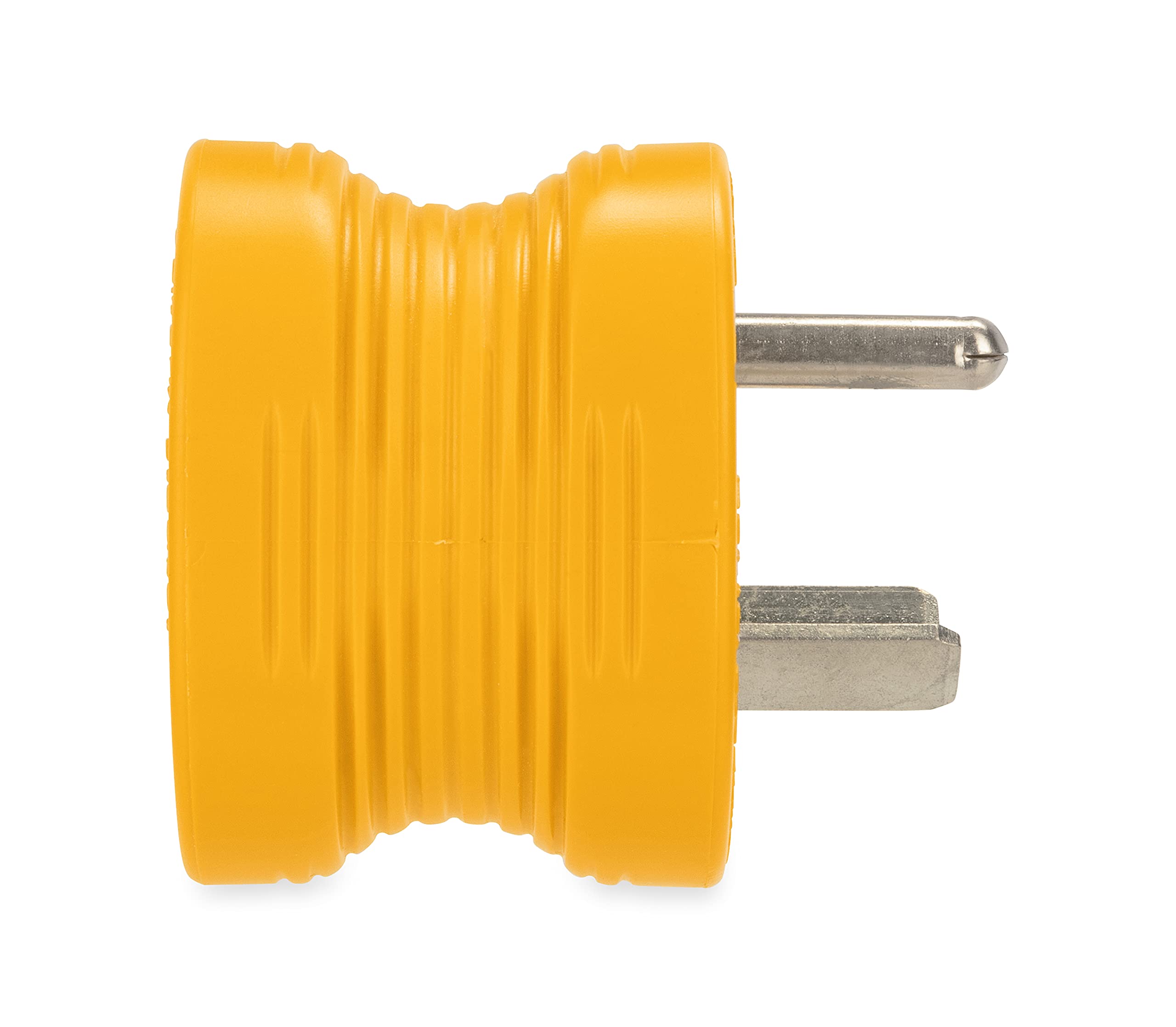 Camco Power Grip Camper/RV 30AM/15AF Electrical Adapter | Easy Connection of Standard 30-Amp Power Pedestals to Fit a Standard Residential Plug | Allows for Easy Outlet Removal (55233),Yellow|Yellow