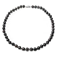 7.5-8mm Baroque Black Akoya Saltwater Cultured Pearl Necklace for Women AA+ Quality Sterling Silver Clasp