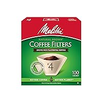 #4 Cone Coffee Filters, Unbleached Natural Brown, 100 Count (Pack of 6) 600 Total Filters Count - Packaging May Vary