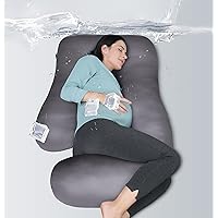 Pregnancy Pillows for Sleeping - U Shaped Full Body Maternity Pillow with Removable Cover - Support for Back, Legs, Belly, HIPS - 57 Inch - Dark Grey - Cooling Cover