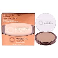 Pressed Powder Foundation, Neutral 2 - Fair/Med Skin w/Neutral Undertones, Age Defying Foundation Makeup with Matte Finish, Talc Free Face Powder, Hypoallergenic, Cruelty-Free, 0.32 Oz