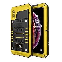 Waterproof Case for iPhone X/XS/XR/XS Max, Outdoor Heavy Duty Full Body Protective Metal Case Cover with Built-in Screen Protector, Waterproof Shockproof Dustproof Case,Yellow,iPhone XR