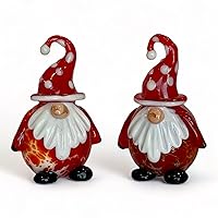 Blown Glass Gnomes Novelty Salt and Pepper Shakers, Hand Blown Glass Collectible Christmas Salt and Pepper Shaker Set